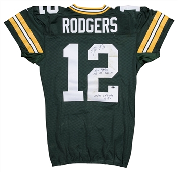 2015 Aaron Rodgers Game Used and Signed/Inscribed Green Bay Packers Home Jersey Worn on 9/20/15 Vs. Seattle (Rodgers LOA & Fanatics)Photo Matched
